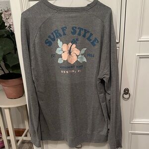 Surf Style Heather Gray Sweatshirt with Floral Graphic